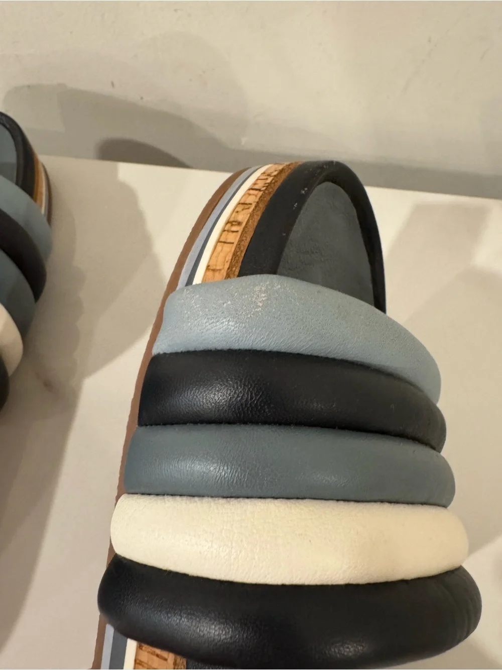 Tory Burch Padded Slide Sandals in Blue & White